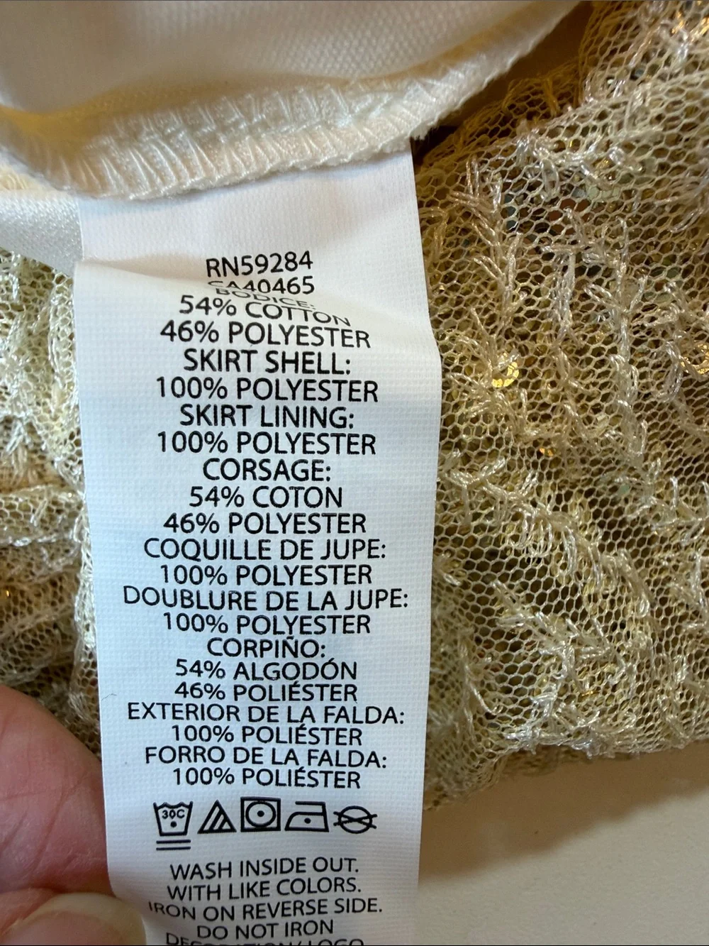 The Children’s Place Girls Cream & Gold Sequin Dress Size 7/8 – NWOT